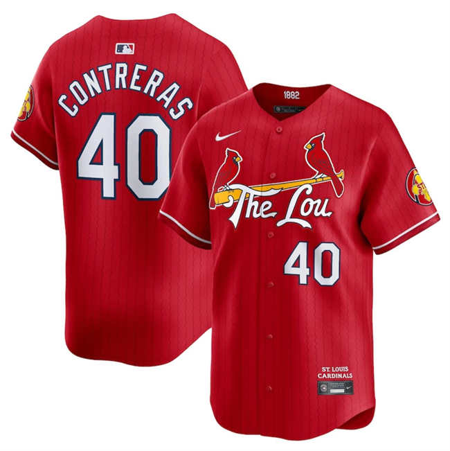 Youth St. Louis Cardinals #40 Willson Contreras Red 2024 City Connect Limited Stitched Baseball Jersey